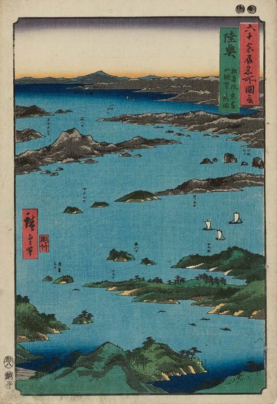 Mutsu Province: View of Matsushima, Sight Map from Mount Tomi by Utagawa Hiroshige